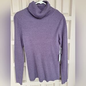 Tweeds Turtle Neck Sweater SzL Purple Long Sleeve Cotton Blend New With Tags